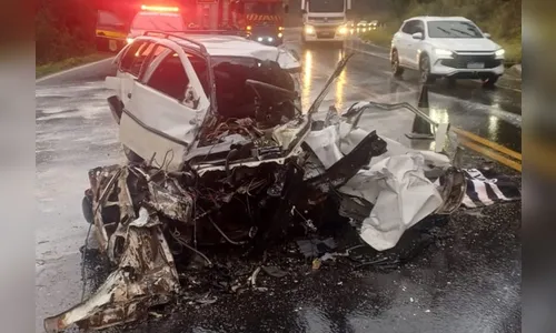 Carro vira sucata e motorista morre em batida com caminhão no Paraná