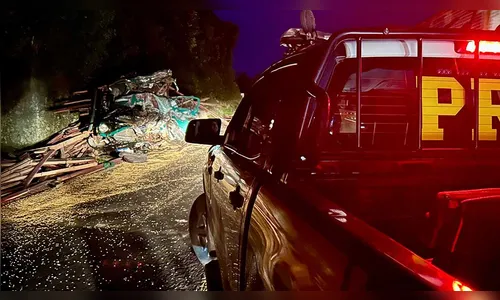 Motorista fica ferido gravemente em colisão entre caminhões na BR-277