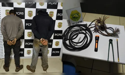 Dupla é flagrada com cabos de telefonia furtados em Arapongas