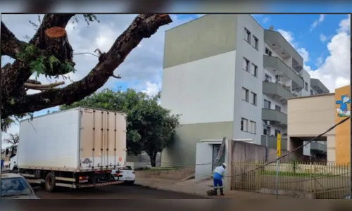 Caminhão enrosca em fios de eletricidade e derruba poste em Jandaia