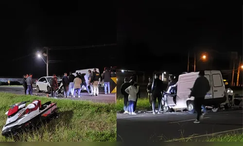 Batida frontal deixa vítima presa às ferragens na PR-444 em Arapongas