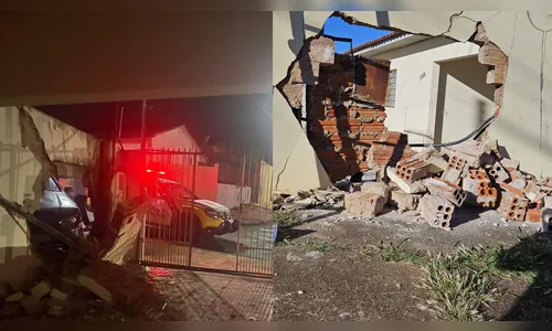 Motorista sem habilitação bate contra muro de casa em Apucarana