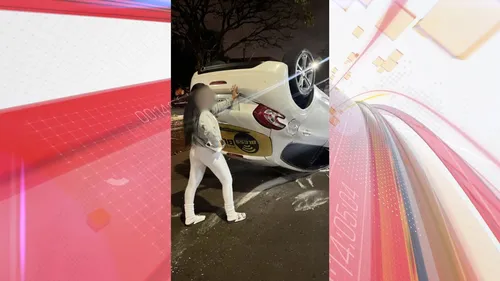 O caso ganhou repercussão nas redes sociais após a motorista do Peugeot publicar fotos bem humoradas ao lado do carro capotado