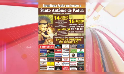 Paróquia de Pirapó realiza festa em louvor a Santo Antônio de Pádua