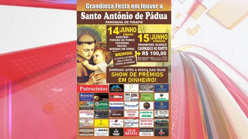 Paróquia de Pirapó realiza festa em louvor a Santo Antônio de Pádua