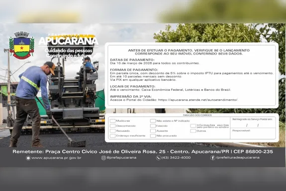 Campanha do “IPTU Bom Pagador” vai distribuir prêmios
