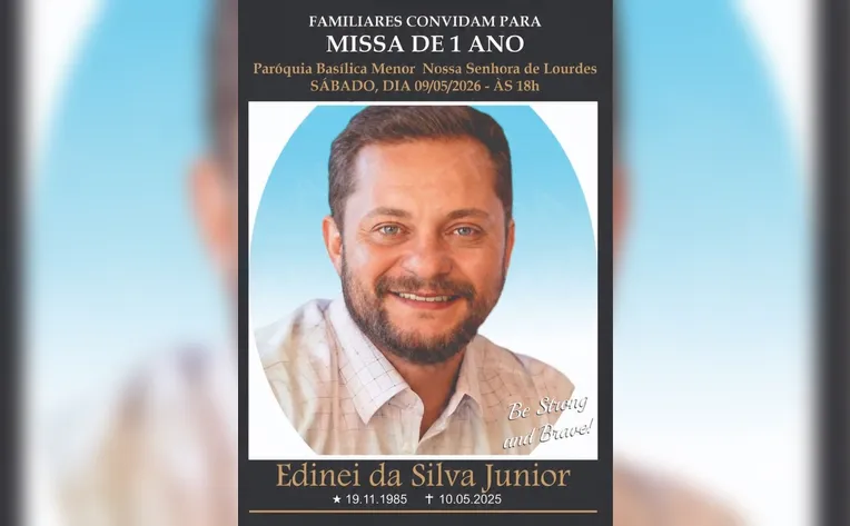 Missa neste sábado (09) em Apucarana marca um ano da morte de Edinei Junior