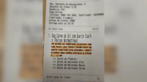 “Queria beber, mas tenho alergia a álcool”: pedido de lanche após término viraliza no PR