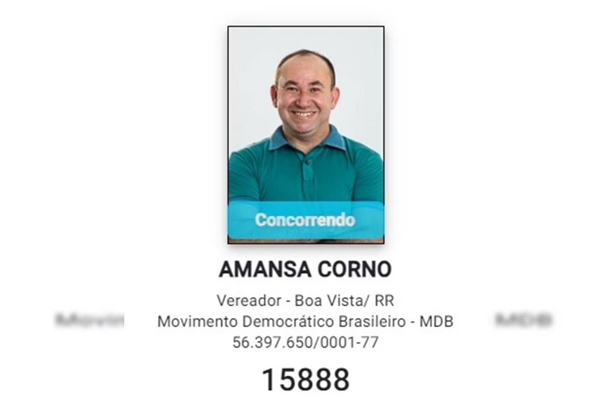 Diones, inscrito no TSE como Amansa Corno (MDB), faz sua estreia na polítca
