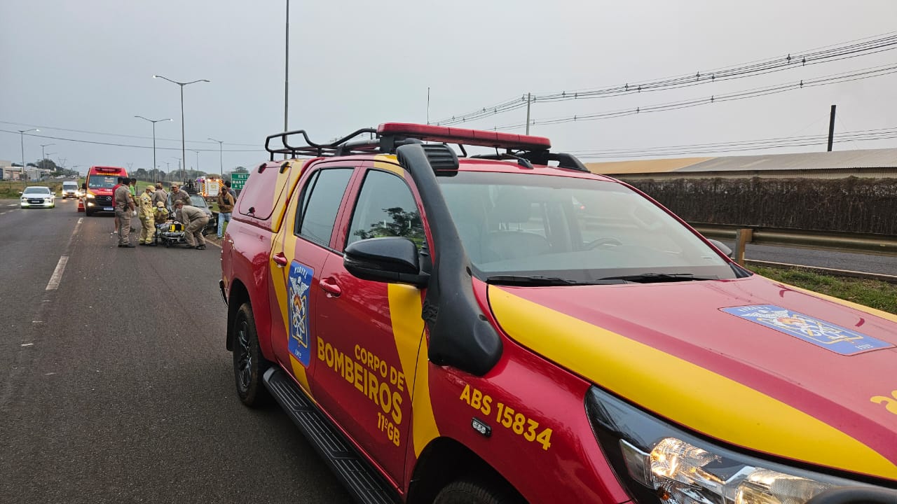 Motociclista de 56 anos fica ferido em acidente na BR-369