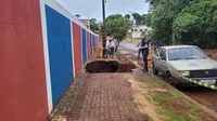 Chuva forte danifica asfalto e derruba muro de escola em Apucarana