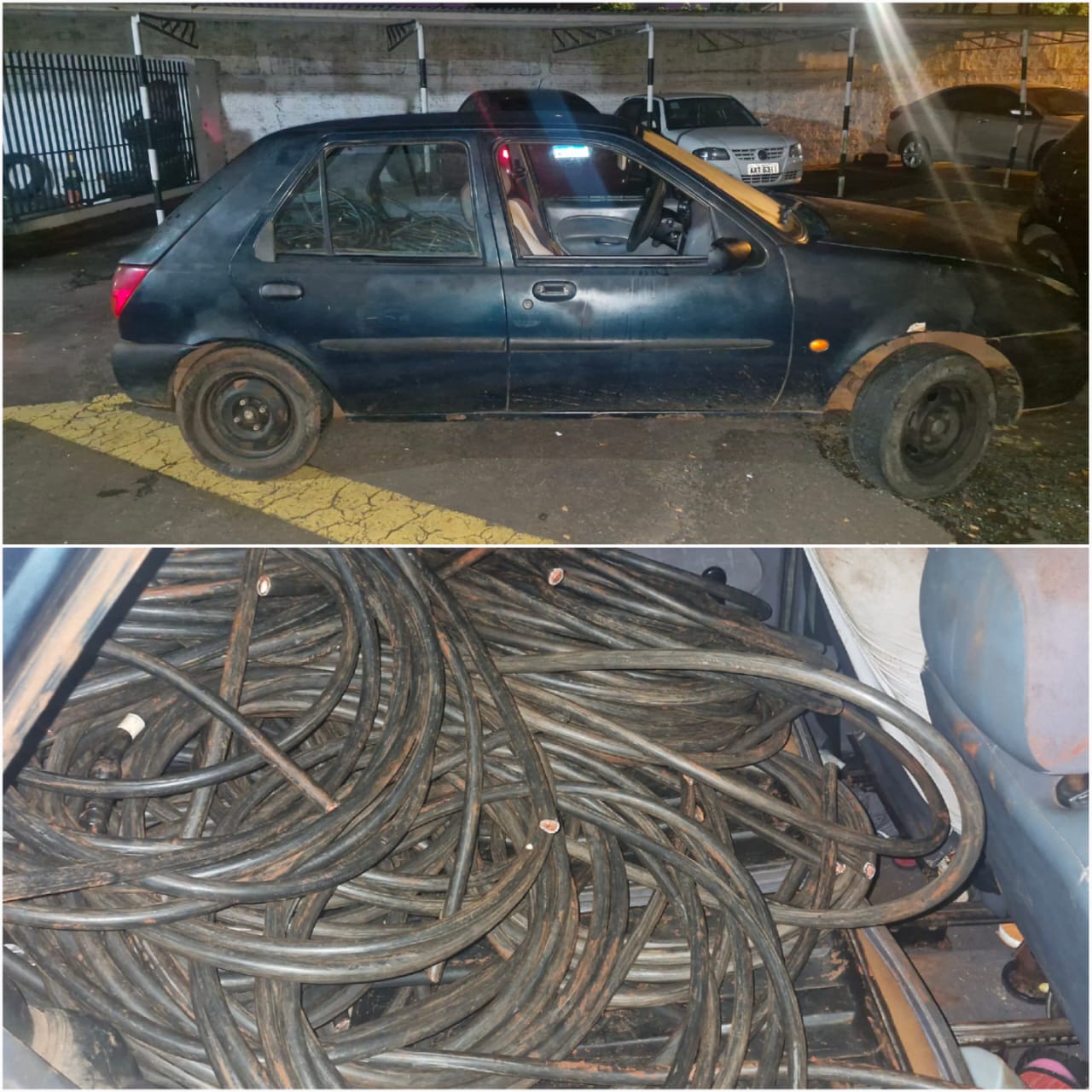 Fios recuperados pela PM