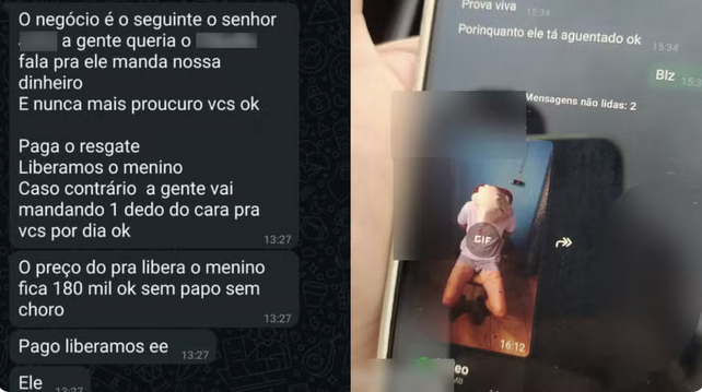Prints mostram pai recebendo ameaças em sequestro forjado pelo filho