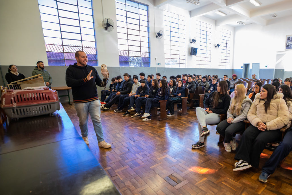 Estudantes participam de aula com animais resgatados pelo Cemsa