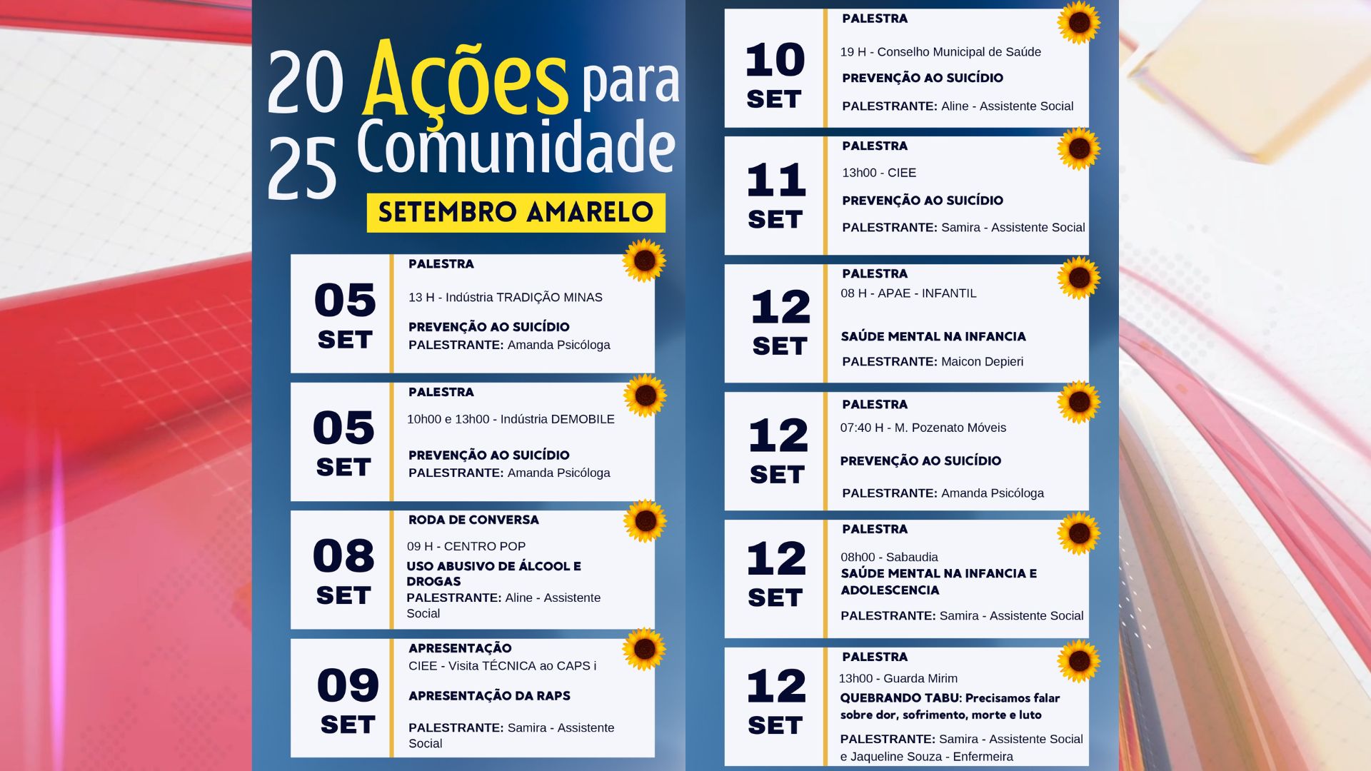 Arapongas divulga calendário de ações do Setembro Amarelo