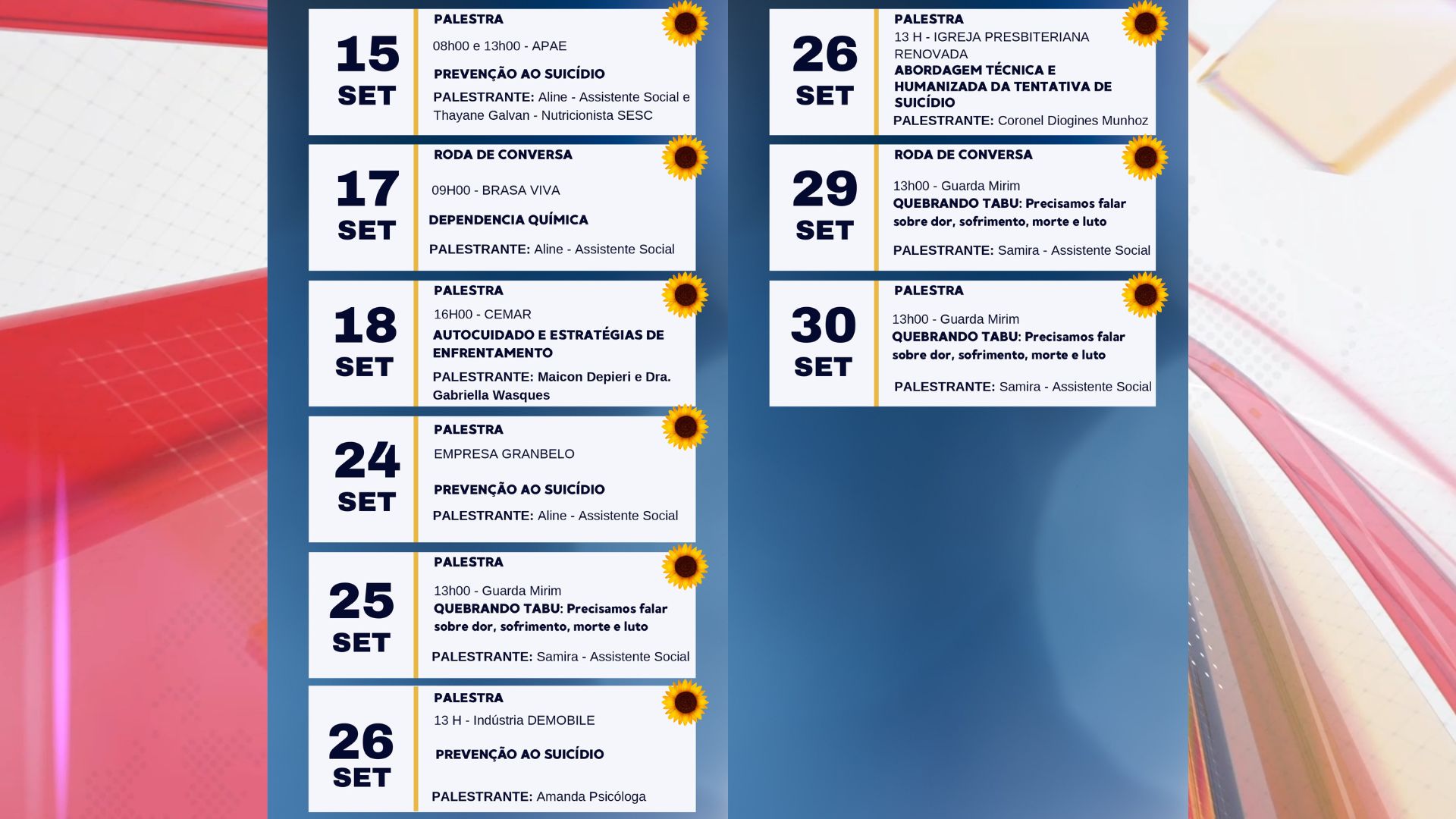 Arapongas divulga calendário de ações do Setembro Amarelo