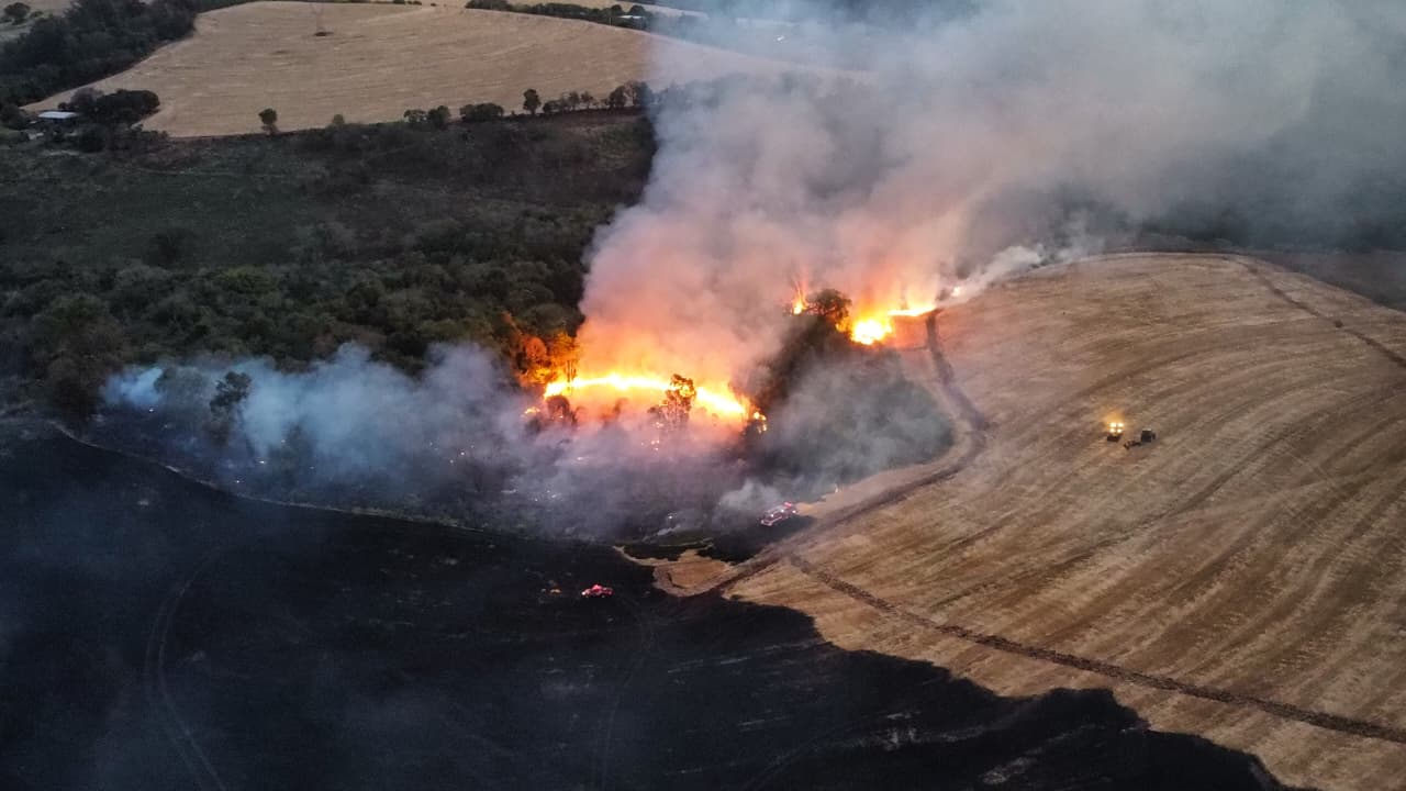 Incêndio em roça na Colônia dos Novos Produtores mobiliza bombeiros