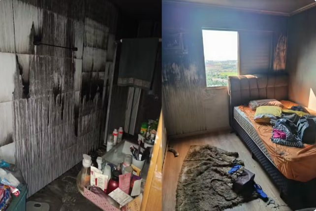 Imagens mostram destruição de apartamento após incêndio no PR