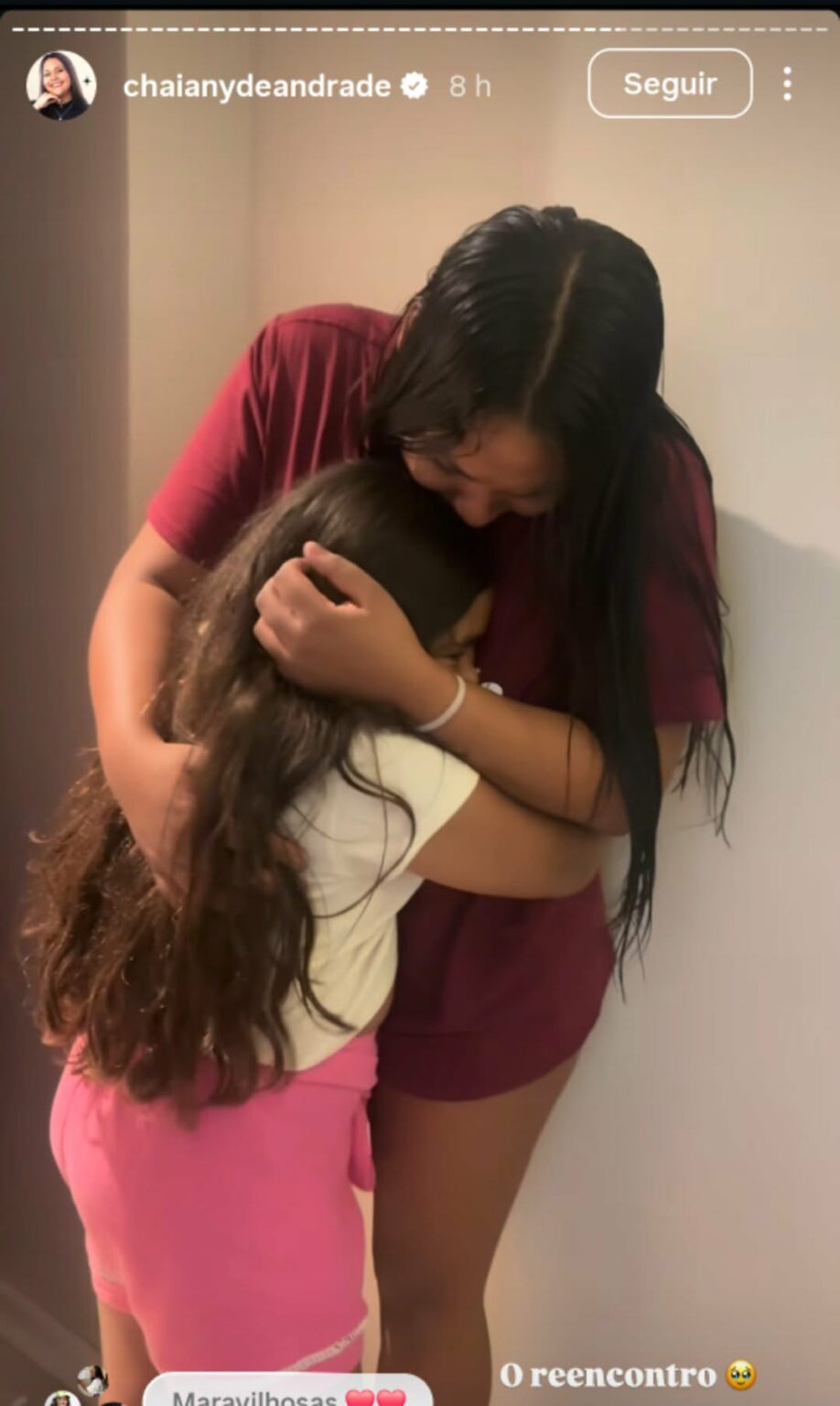 Chaiany reencontra a filha após deixar o BBB 26 e emociona fãs
