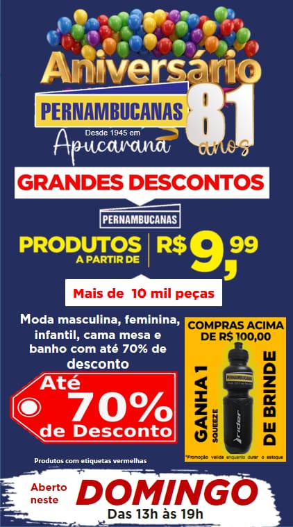 Pernambucanas celebra 81 anos em Apucarana com ofertas e brindes