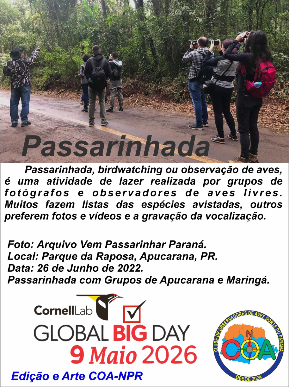 Apucarana participa de evento mundial de observação de aves