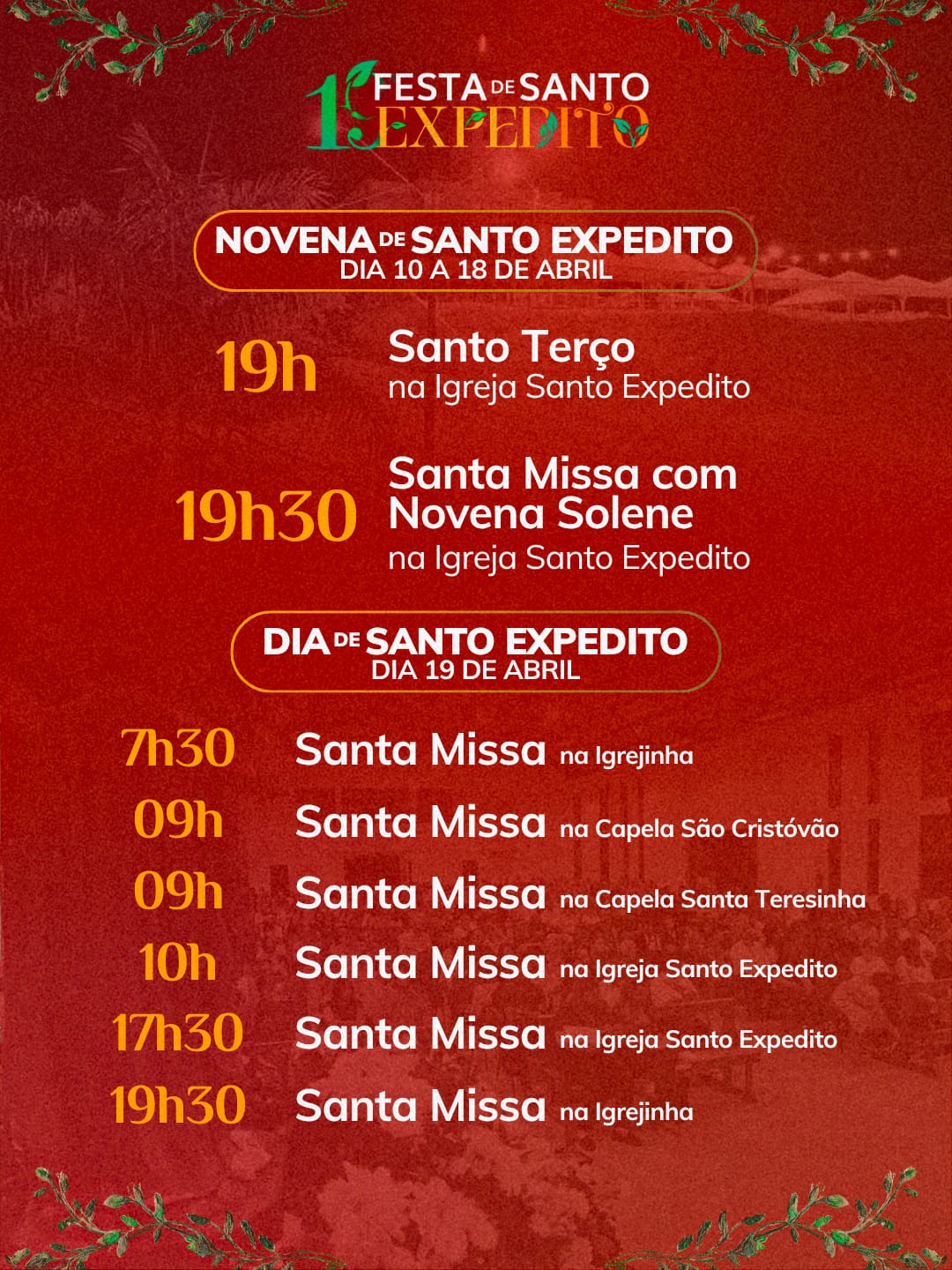 Novena de Santo Expedito abre festa com missas e shows em Apucarana