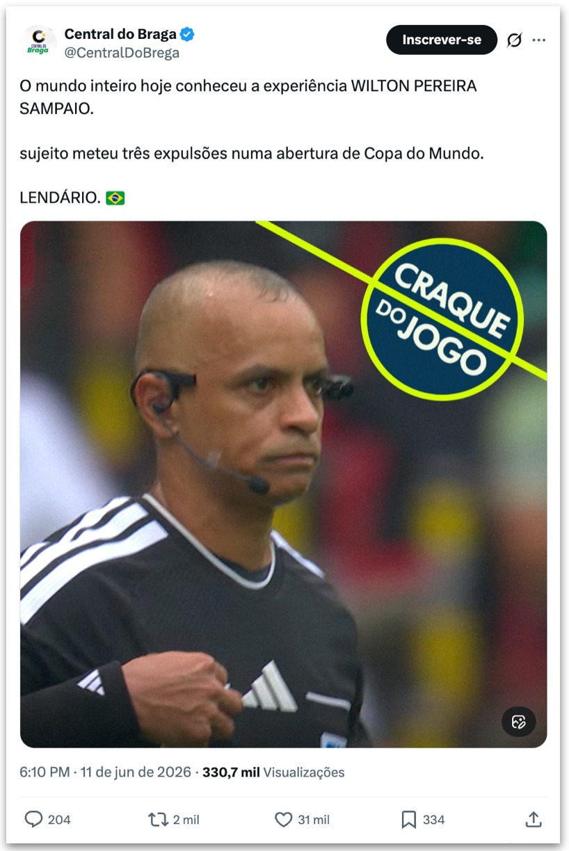 Árbitro brasileiro vira meme na abertura da Copa após expulsões e inglês confuso