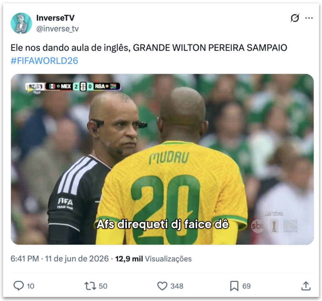 Árbitro brasileiro vira meme na abertura da Copa após expulsões e inglês confuso