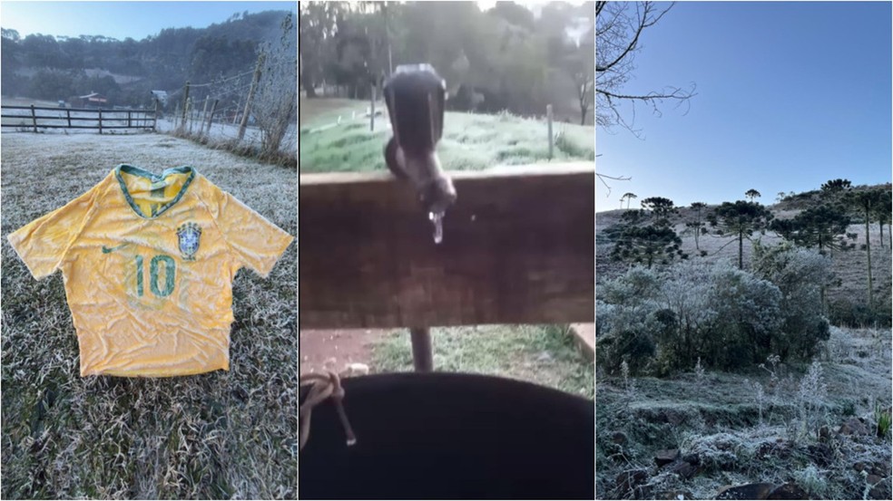 Onda de frio congelante atinge SC e faz termômetros despencarem para -9,1°C; veja fotos
