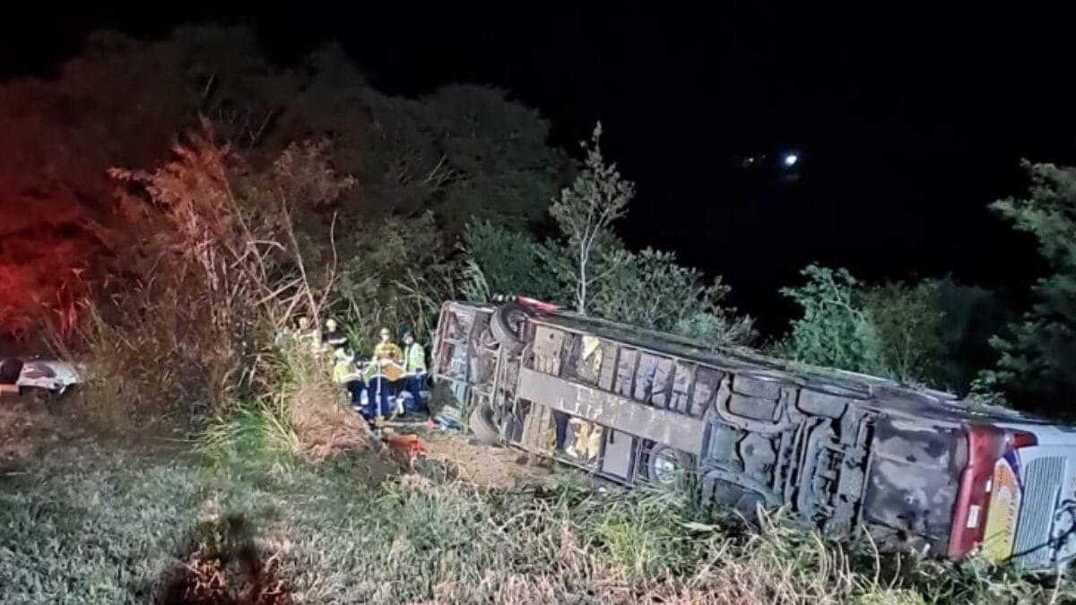 Três turistas morrem após ônibus cair em ribanceira em SC; dezenas ficaram feridos