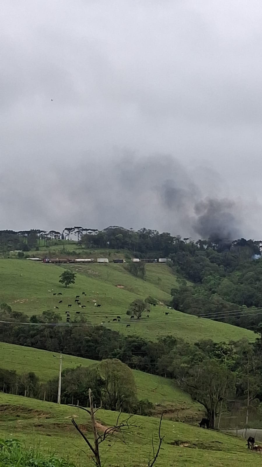 Caminhão tomba, pega fogo e bloqueia totalmente a BR-376 em Ortigueira