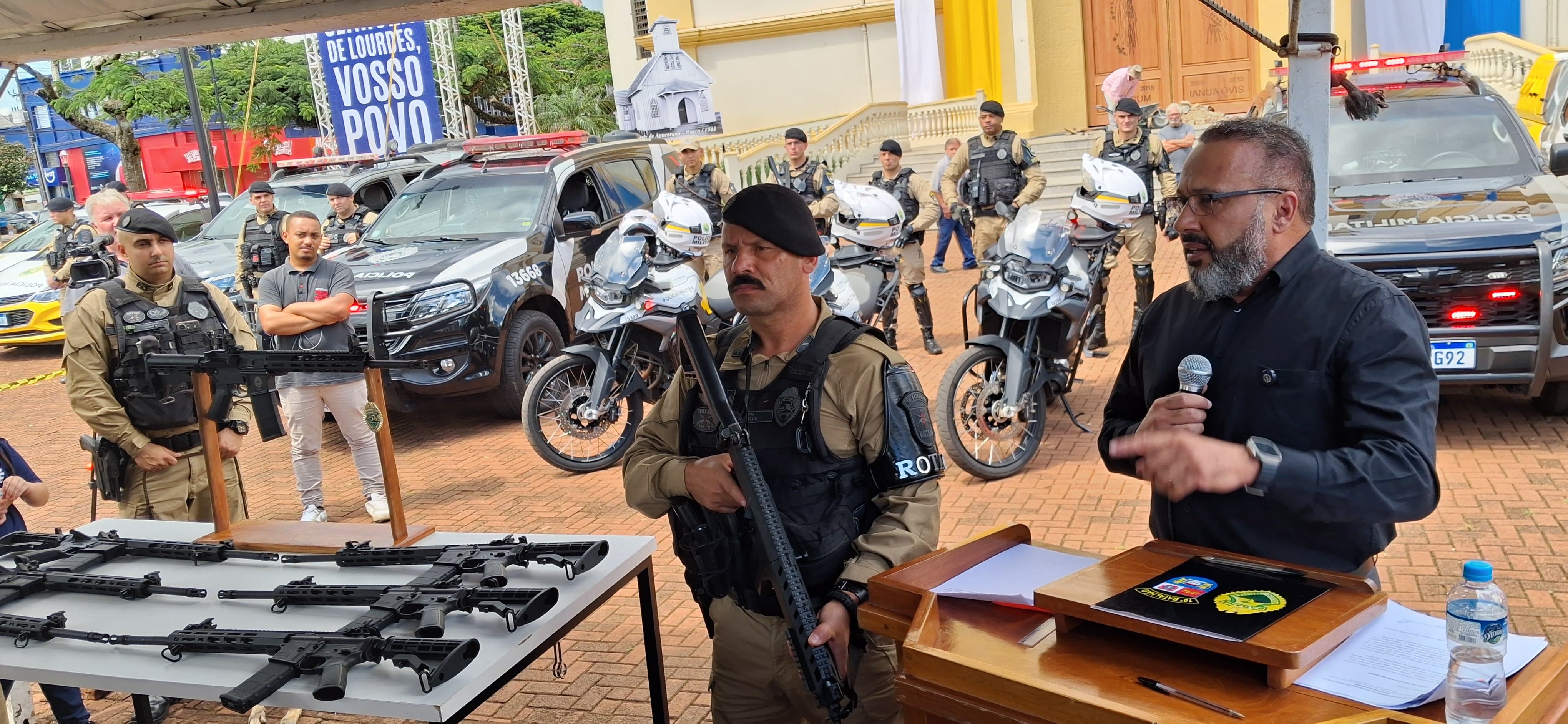 PM de Apucarana recebe 7 fuzis importados dos EUA doados pelo Conseg