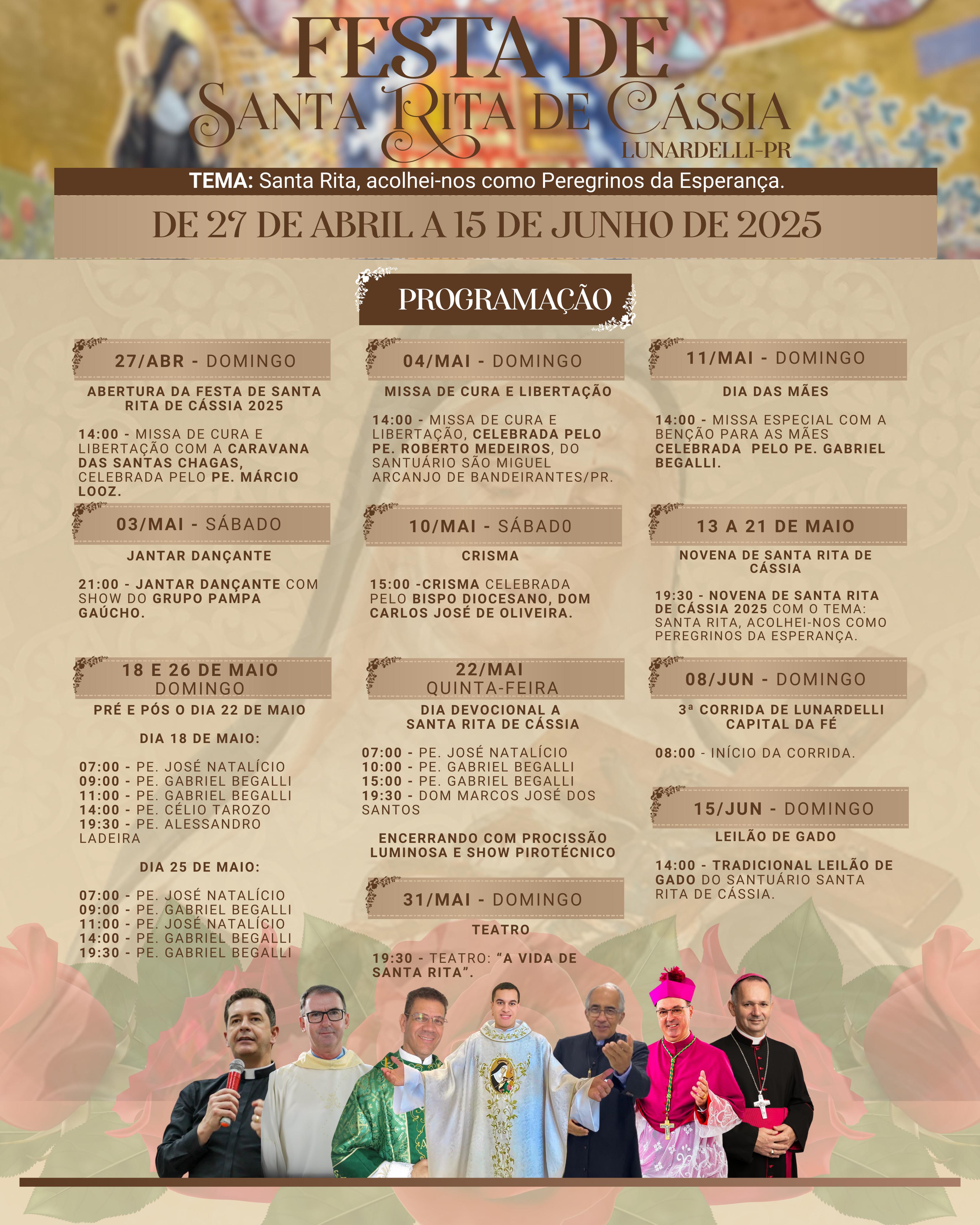 Santuário divulga a programação da Festa de Santa Rita de Cássia