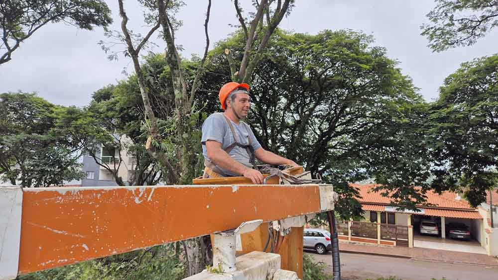 Secretário arregaça as mangas e faz poda de árvores em Ivaiporã