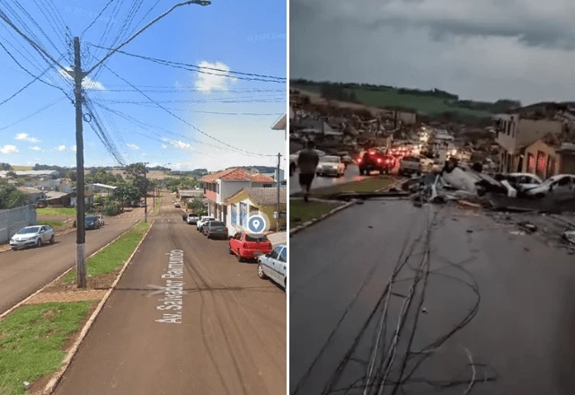 Vídeos que registram os estragos mostram casas destelhadas, carros destruídos, além de postes e árvores caídas