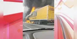  Caminhão pegou fogo na BR-376 