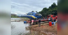  Helicóptero foi retirado após queda no Lago nas Furnas 