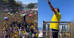  Jair Bolsonaro (PL) participou neste domingo (21) de uma manifestação em Copacabana, no Rio 