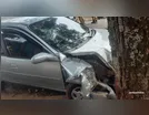 Três ficam feridos após carro bater contra árvore em Jandaia do Sul