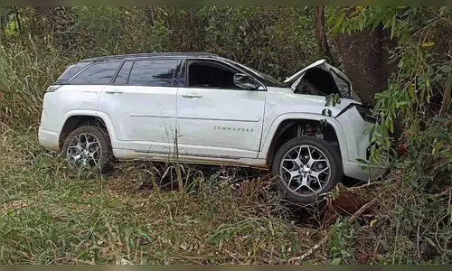 Motorista perde controle do carro, sai da pista e bate em árvore