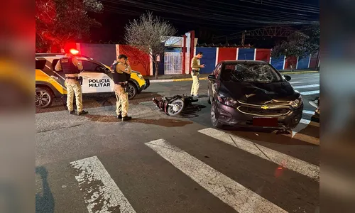 Batida entre carro e moto deixa vítimas sem ferimentos em Apucarana