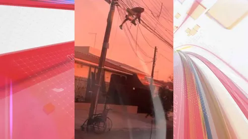 Cadeirante é flagrado em cima de poste furtando fiação