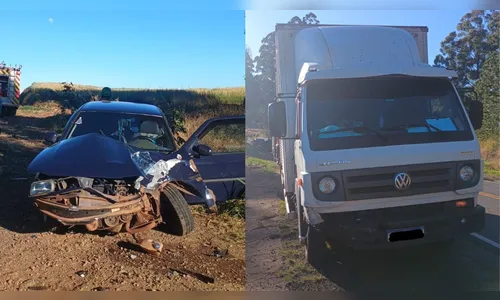 Colisão entre carro e caminhão deixa dois feridos em Faxinal