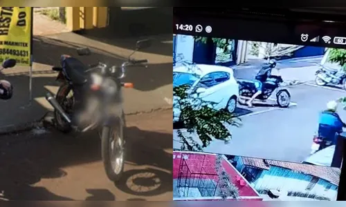 Câmera flagra ladrões furtando moto de dono de restaurante no Pirapó