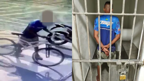 Homem foi preso após ser filmado furtando bicicleta