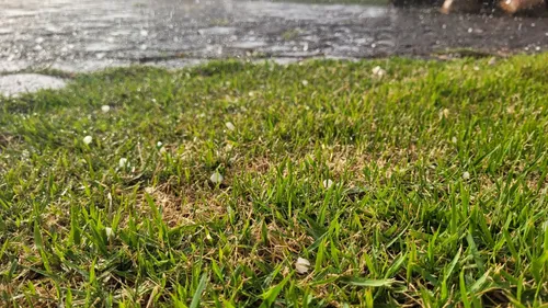 O granizo durou alguns minutos, mas a chuva persistiu por um tempo.