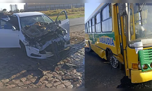 Câmera registra acidente entre carro e ônibus em Arapongas