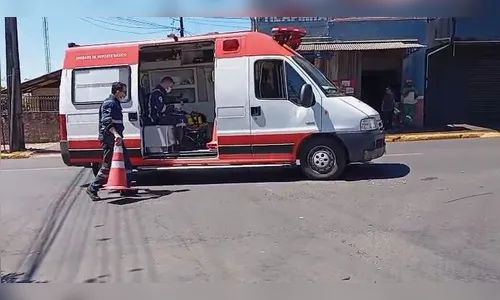 Motociclista fica ferido após acidente em frente ao Cemitério Cristo Rei