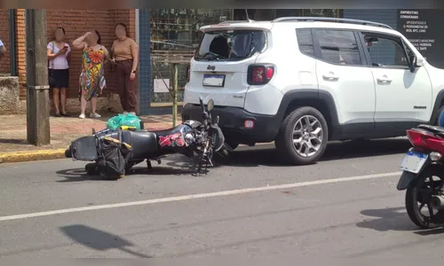 Motociclista fica ferido em acidente no centro de Apucarana