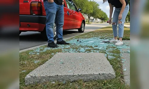 Motorista de app tem carro atingido por concreto em Apucarana
